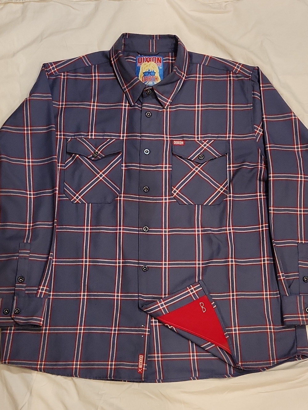 3X Garth DIXXON  Plaid Button-Down Shirt with Red Windowpane